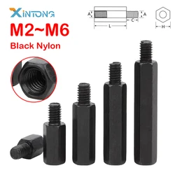 M2 M2.5 M3 M4 M5 M6 distanziatore in Nylon nero esagonale maschio femmina distanziatore filettato guarnizione a colonna vite distanziatrice in plastica isolata