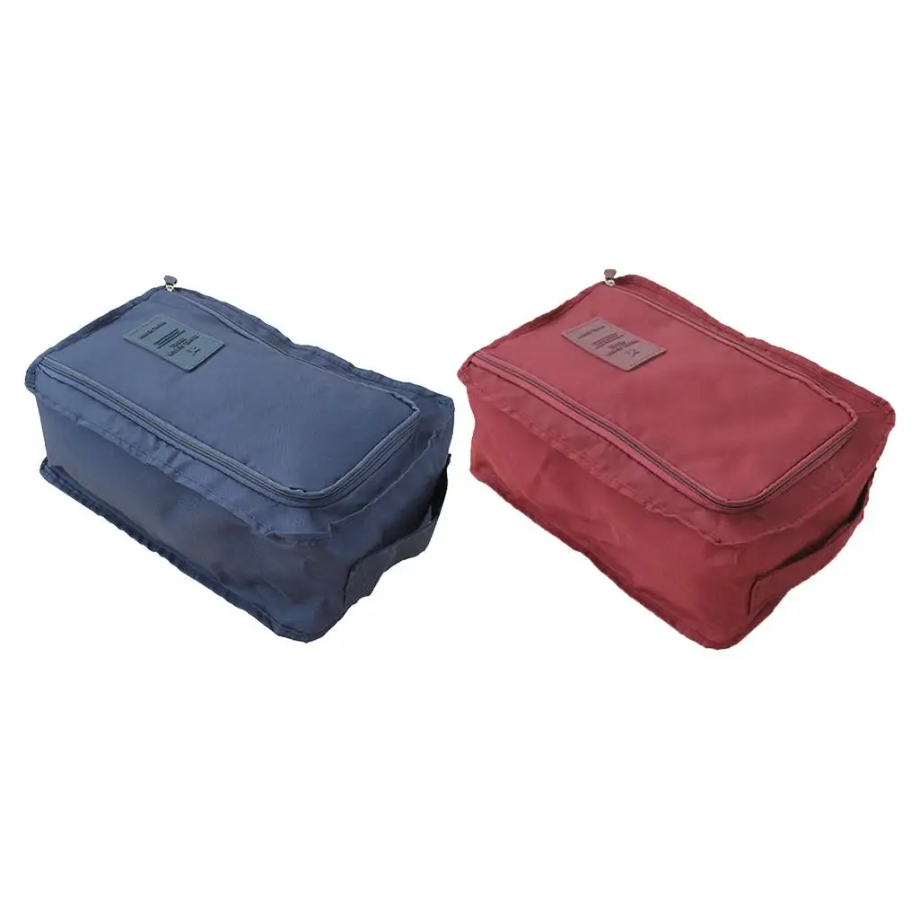 2pcs Household Travel Gym Outdoor Shoe Organizer Bag Box Dark Blue Red