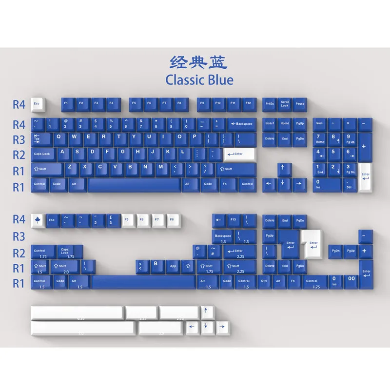 

172 клавиш GMK Classic Blue Keycap, двухцветный вишневый профиль, полный набор из АБС-пластика ISO Enter для клавиатуры 60 61 63 64 66 67 68 84 87 96