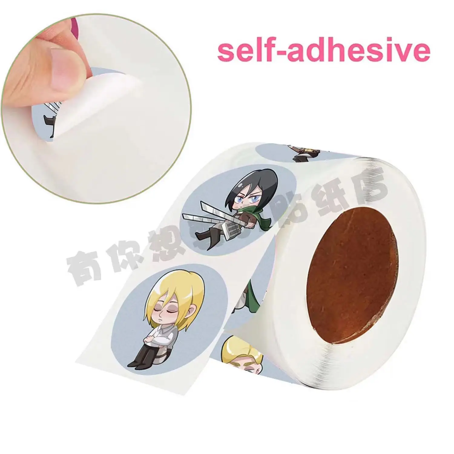 Anime Attack on Titan Cosplay Cartoon Tags Loveliness Ornament Sticker Round Curly Paster 500 Stickers/rolls Xmas Birthday Gift