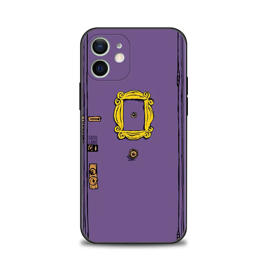 Capa de Porta Roxo Friends TV Show para iPhone, Silicone Soft Bumper, Tampa Traseira, 15, 14, 13, 12, 11 Pro Max, XS, XR, X, 8, 7, 6, 6S Além disso