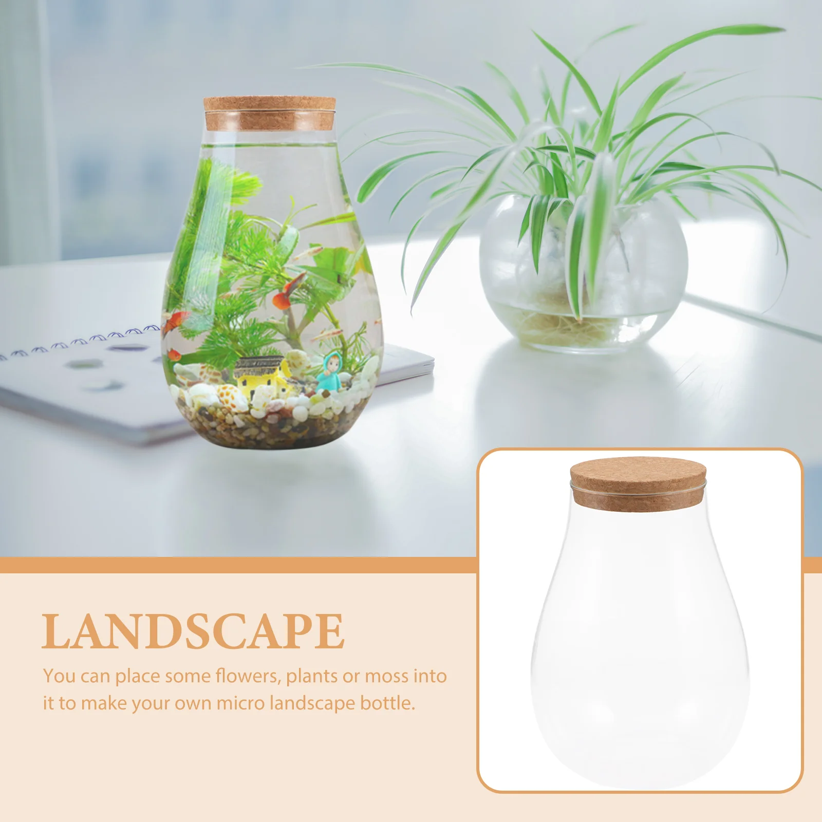 Juice Containers Micro Landscape Ecological Bottle Plants Terrarium with Cover Landscaping Hydroponic Bryophyte