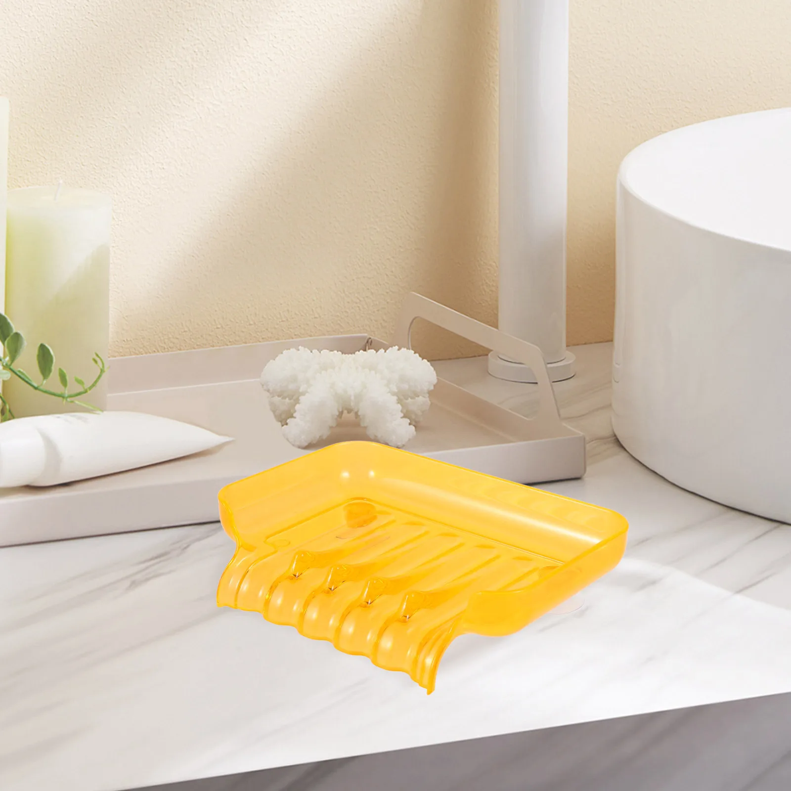 

Soap Dish Suction Clear Bathroom Storage Tray Orange Hollow Base Design For Shower Wall Mount Ceramic Glass Stainless