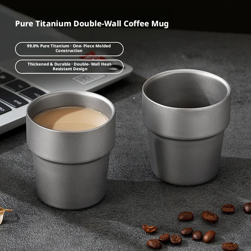 

150ml Portable Outdoor Camping Titanium Coffee Mug Water Cup Double Wall Heat Insulation Teacup Home Kitchen Teaware Teacups