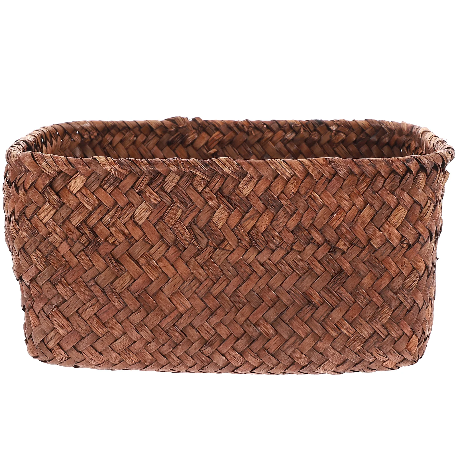 Baskets Decor Seagrass Desktop Storage Living Room Coffee Table Kitchen Box (large Size) Organizer Trashcan Orange Seaweed