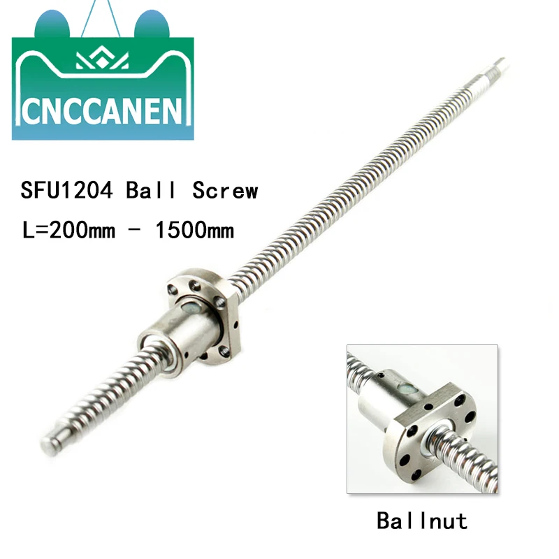 Machined SFU1204 Ball Screw 200 250 300 350 400 450 500 600 650 1000mm rolled ballscrew C7 with Single Ball Nut For CNC Parts