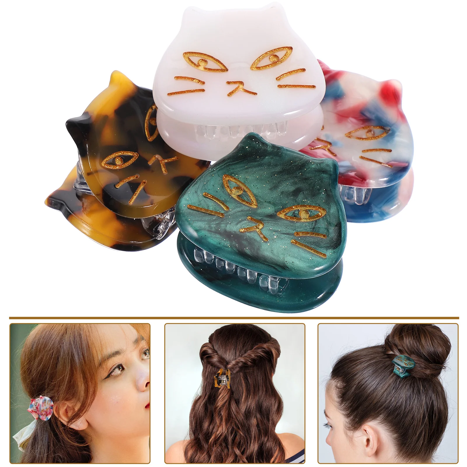 

4 Pcs Hairpin Small Clips Stretchy Women Cat Mini Bows for Cute Accessories Decorative Women's