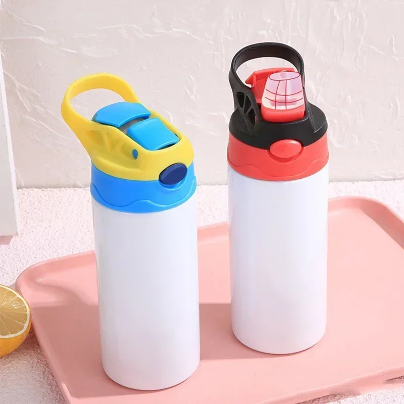 350ml Sublimation Straight Sippy Cup Flip Top Kids Bottle Stainless Steel Double Wall Water Tumbler with Straw Sippy Bottle