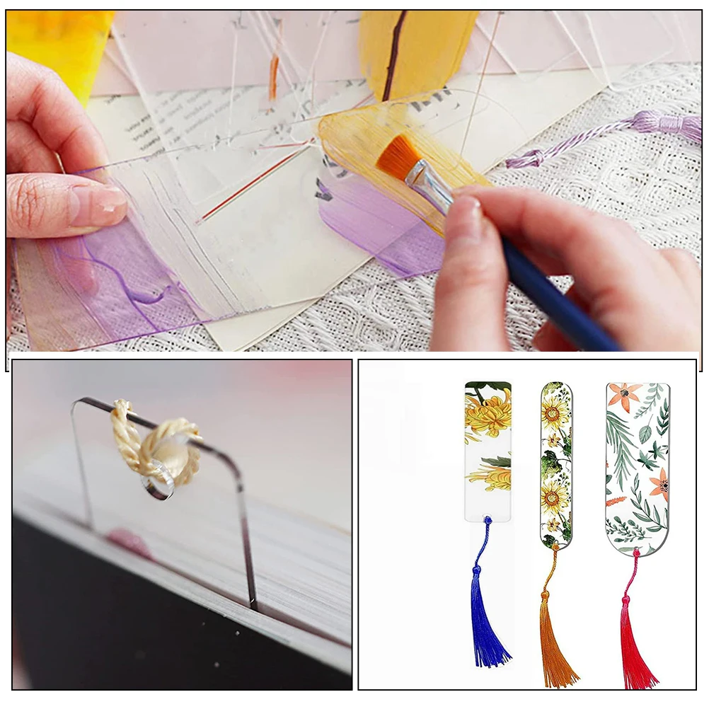 

30pcs Acrylic Bookmarks Tassels Pendant Design Diy Bookmark Decorative Gift For Readers Study Aids Page Marker Lightweight