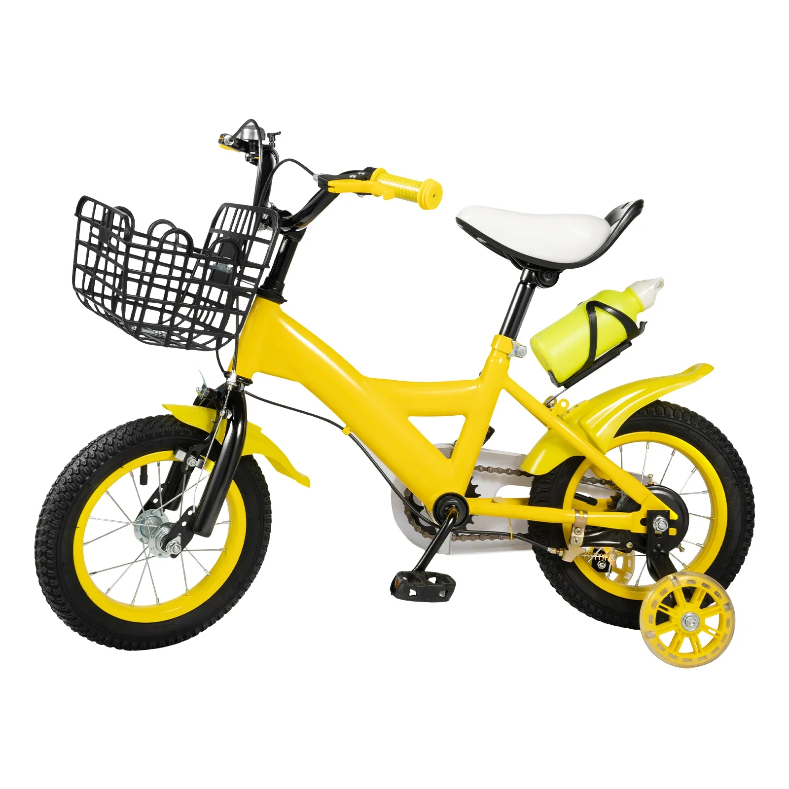 AliExpress NONE 12" Kids Bike with Stabilisers, Kids Bicycle Carbon Steel Beginner Bike Height Adjustable Cycle with Fenders for 2-5 Year Olds