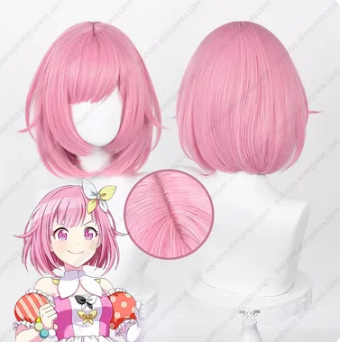 

Anime Ootori Emu Cosplay Wig 34cm Short Dark Pink Wigs Heat Resistant Perucas Synthetic Hair