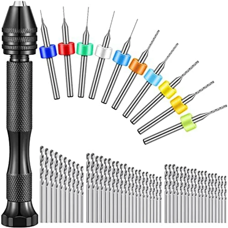 59Pcs Hand Drill Bits Set,49Pcs Metal Pin Vise Hand Drill Mini Mini Twist Drill Bits And 10Pcs Carbide PCB Rotary Tools