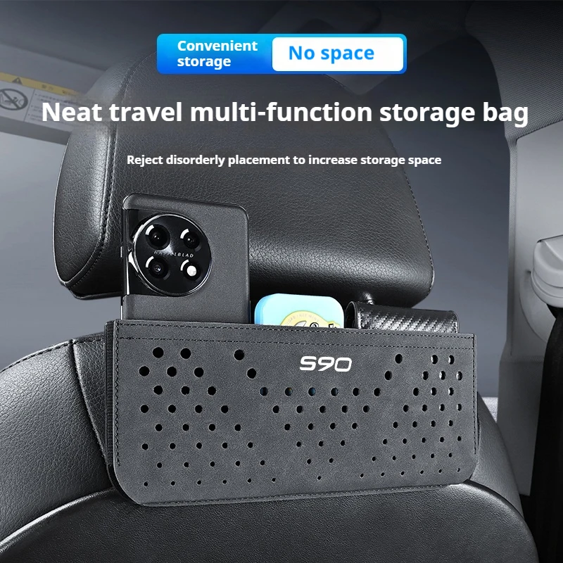 

Pop 1pc Imitation Deer Skin Car Multi-Function Storage Box Car Central Control Door Seat Back For Volvo S60 S90 Car Accessorie