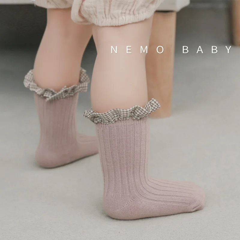 Mode Baby Mädchen Rüschen Spitze Socken Prinzessin Knie hoch weiche Baumwolle lange Kinder Mädchen süße Socken für 0 bis 8 Jahre