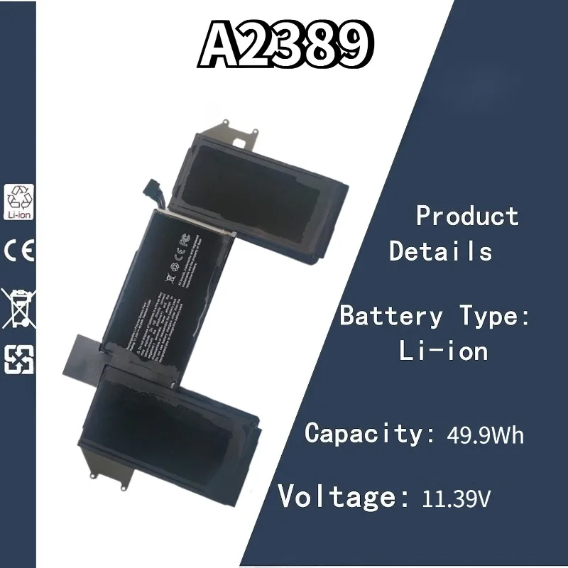 

11.39V 49.9Wh A2389 Laptop Battery For Apple MacBook Air M1 13-inch 2020 Year EMC3302 A2337 EMC3598 MGN63LL MGN73LL MWTJ2