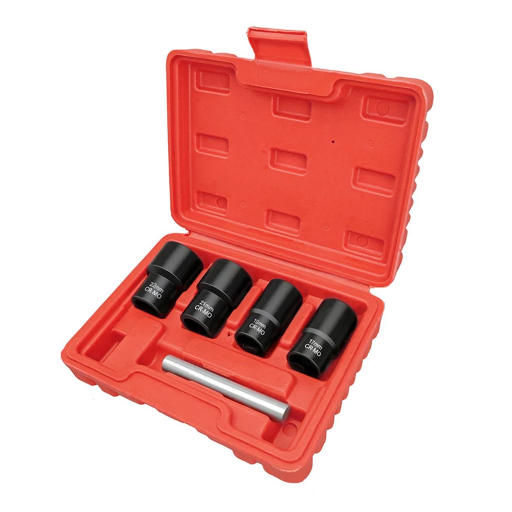 1/2 Inch Drive Bolt Nut Extractor Socket Set 6 Point Spiral For 17 19 21 22 Mm Wheel Lug And Stuck Fasteners