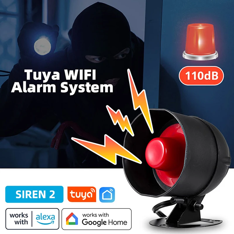 Tuya WIFI Security System Siren Sound Alarm Speaker Loud Volume 433MHz Wireless Home Security Protection System Smart Life APP