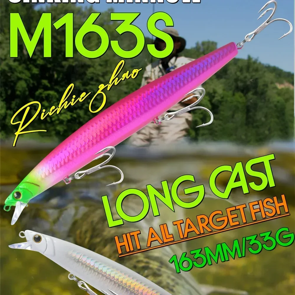 GREENSPIDER 16cm 33g 새로운 긴 캐스팅 미노우 미끼 부동 바다 낚시 미끼 흔들림 인공 하드 미끼 저크베이트 미노우