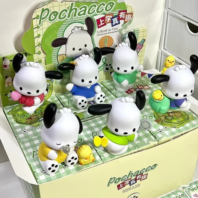 Super Cute Sanrio Pachacco School Figurine Table Decoration Ornaments Gifts Really Interesting Series Blind Box Trendy Play