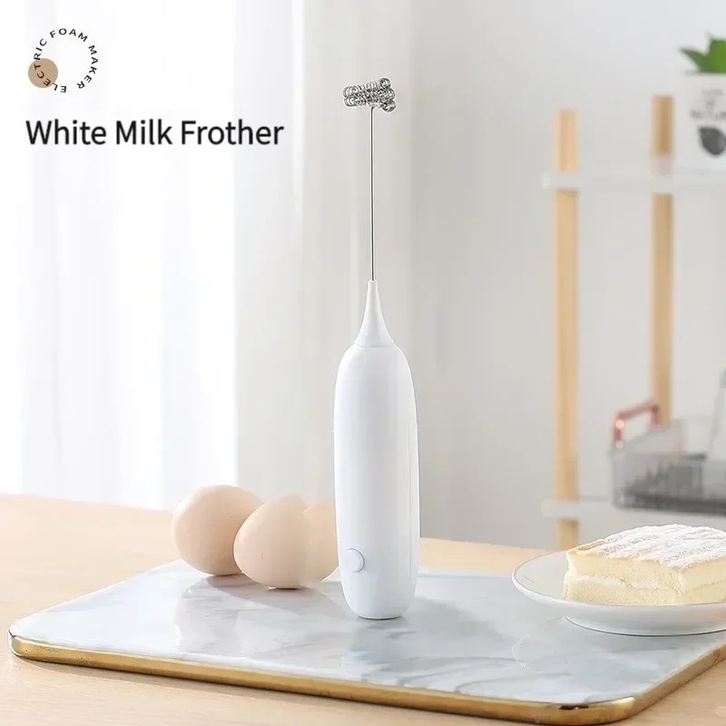 Mini Milk Frother Battery Rechargeable Foam Maker Coffee Whisk Mixer Electric Handle Blender Egg Beater Hot Cooking Tools