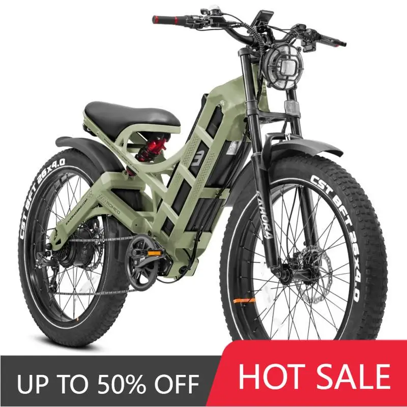 

JYF Full shock absorber electric mountain bike steel frame APP control 7-speed 250W 26-inch 48V lithium battery, rear hub motor