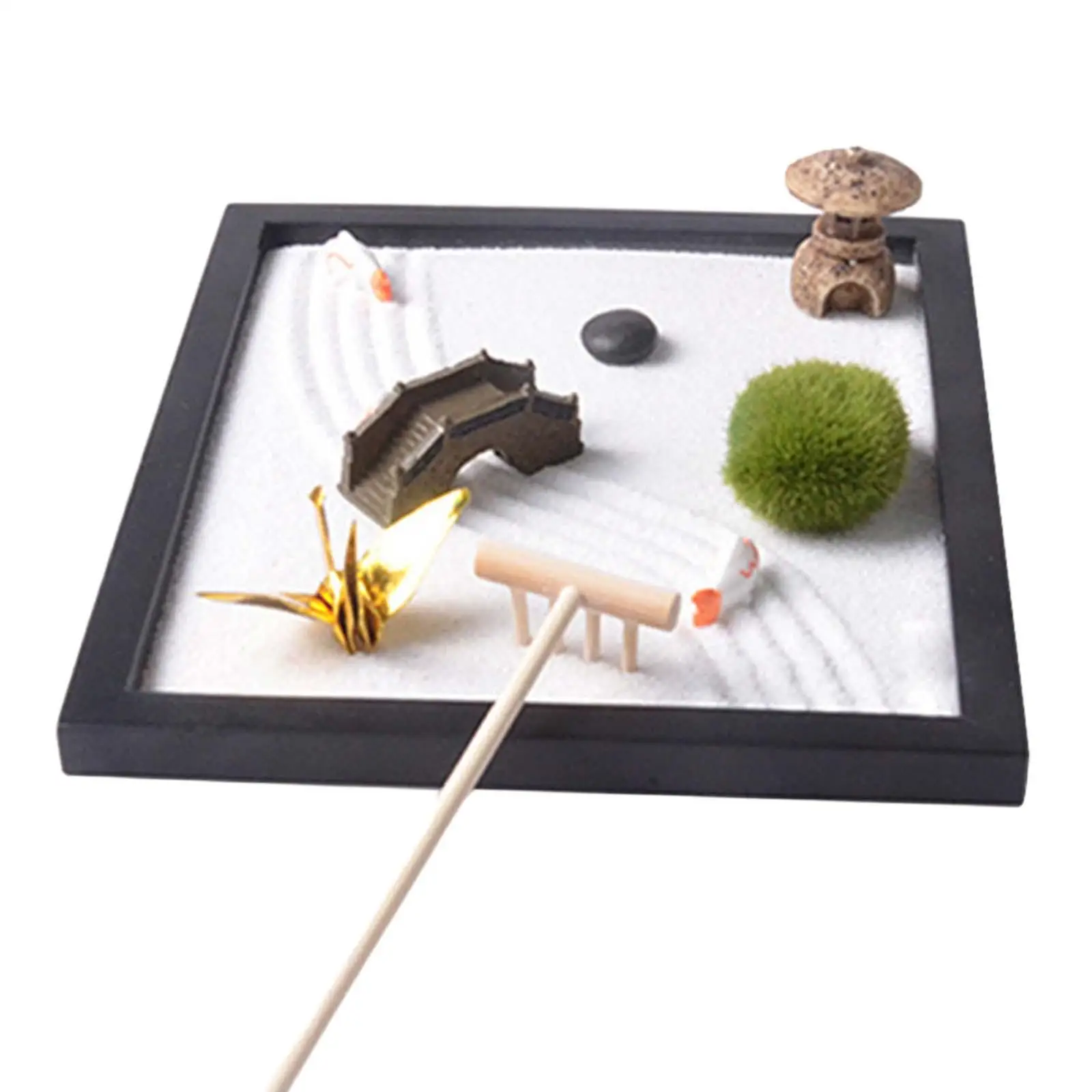 Zen Garden Sand Tray for Desk Japanese Decor Gift Mini Rock Sand Garden Tools Kit for Desktop Yoga Home Feng Shui Meditation