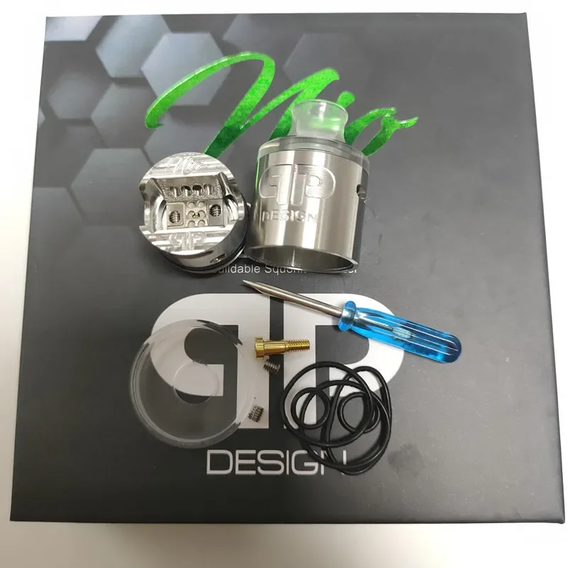 QP Design Nio RDA RSA Master Kit rebuiltable Squonk Atomizer 22mm górny przepływ powietrza wlot regulowany zbiornik pojedyncza cewka VS QP Kali V2