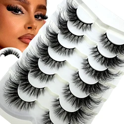 New 7 Pairs Eyelashes Soft 5D Fluffy 3D Mink False Eyelashes Cat Eye Lashes Volume Mink Lashes Faux Natural Fake Lashes