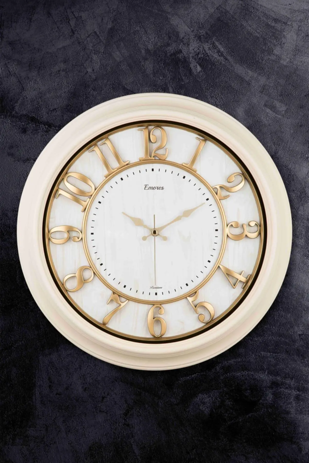 More Design Wall Clock 46 CM ÇAPINDA RELIEF RAKAMLI-FLOWS SECONDS MUTE MEKANİZMA