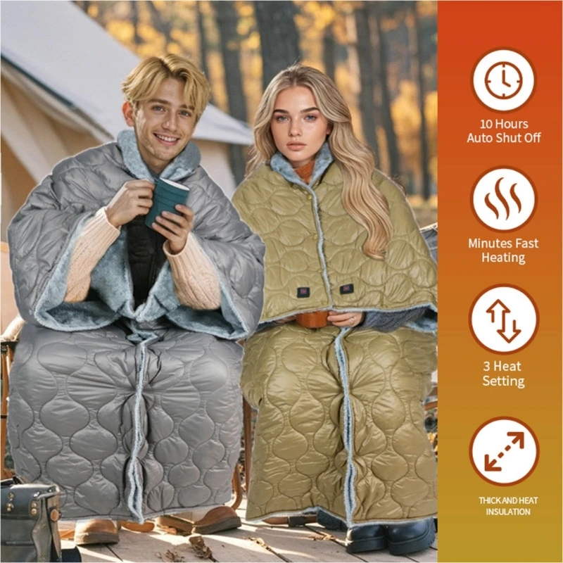 

3 Heat Grades Transportable USB Electric Heating Blanket For Camping Travel Home 160x70cm Y5GB