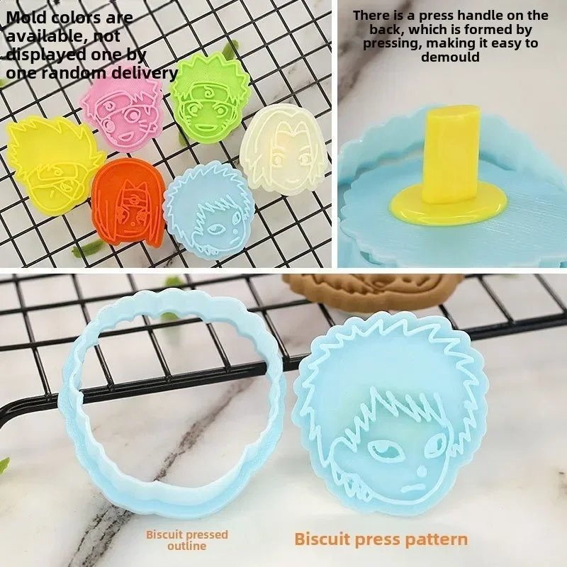 Naruto Cookie Cutters Biscuit Mold DIY Fun Plastic Sandwich Cutter Figure 3D Stereo Pressed Cookie Mould Baking Tools 7PCS