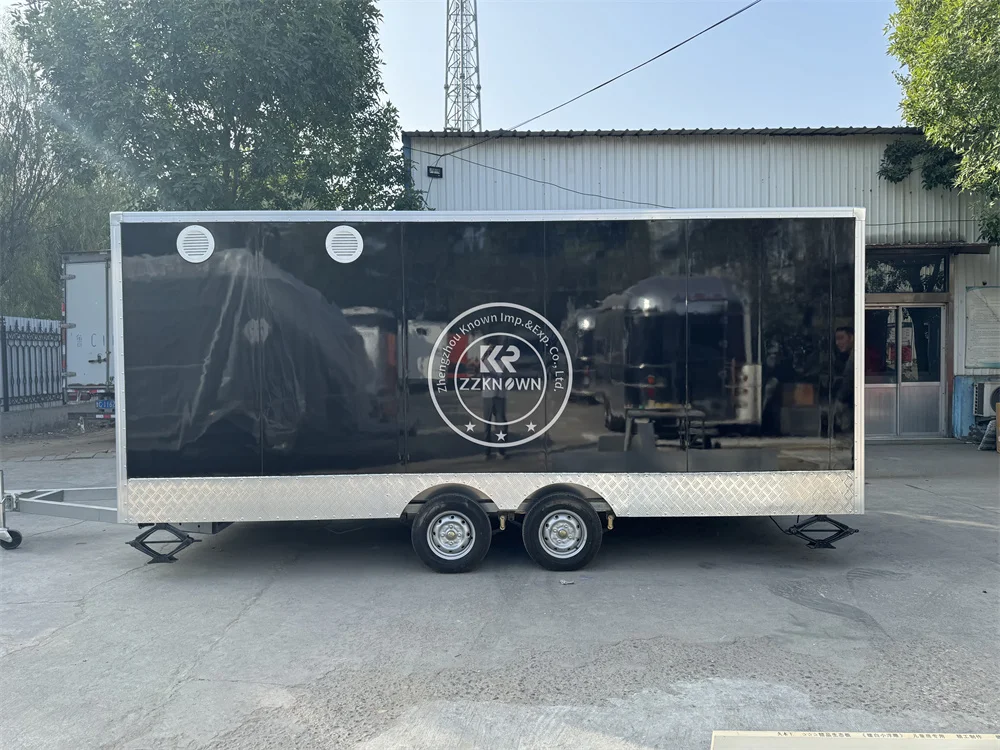 Reboque de fast food totalmente equipado, quiosque de café móvel, carrinhos de rua, cozinha totalmente, caminhão de comida comercial