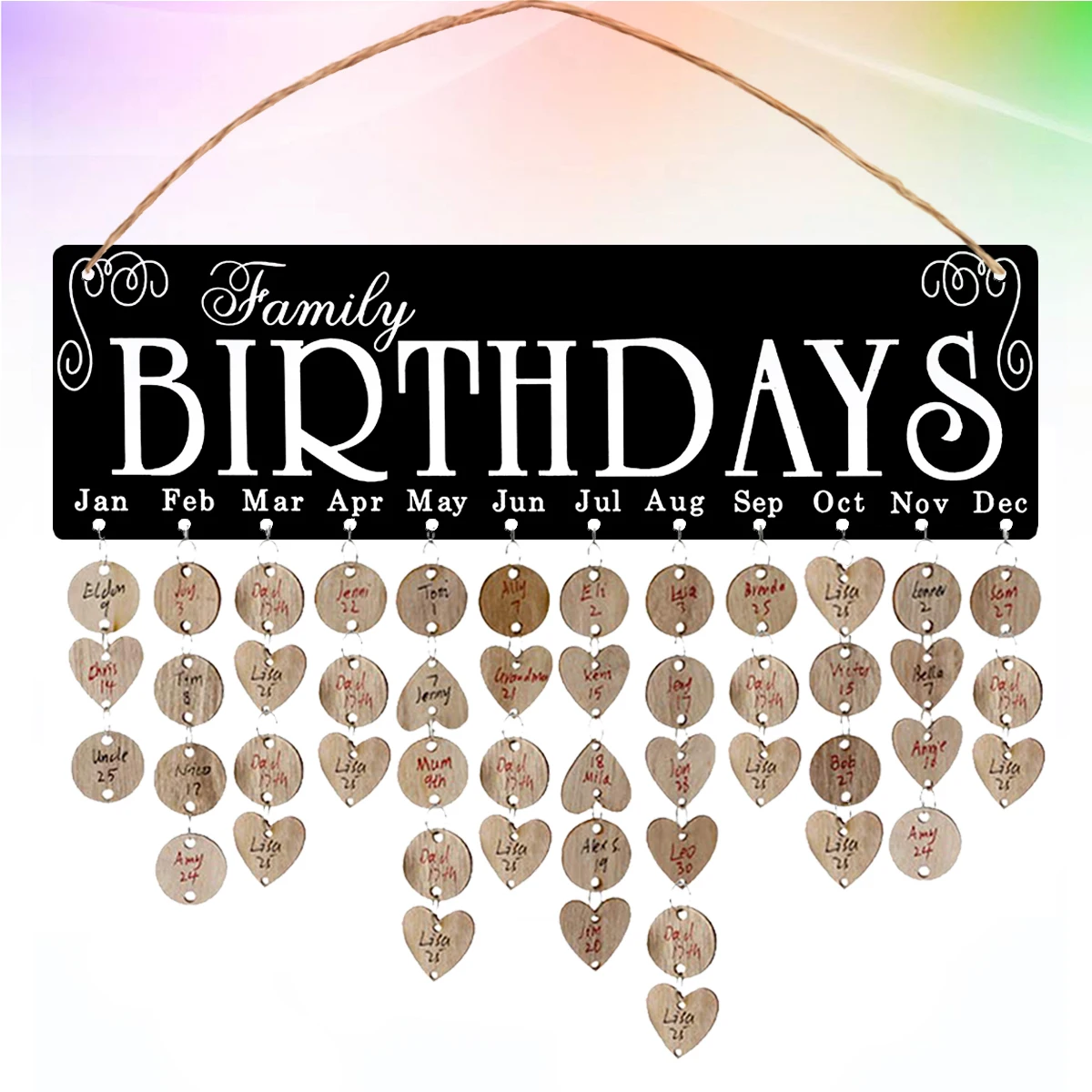 

Wooden Calendar Hanging Tags Heart Shape Plates Home Decor DIY Ornaments Birthday Planner Colored Pendants Anniversary Gifts