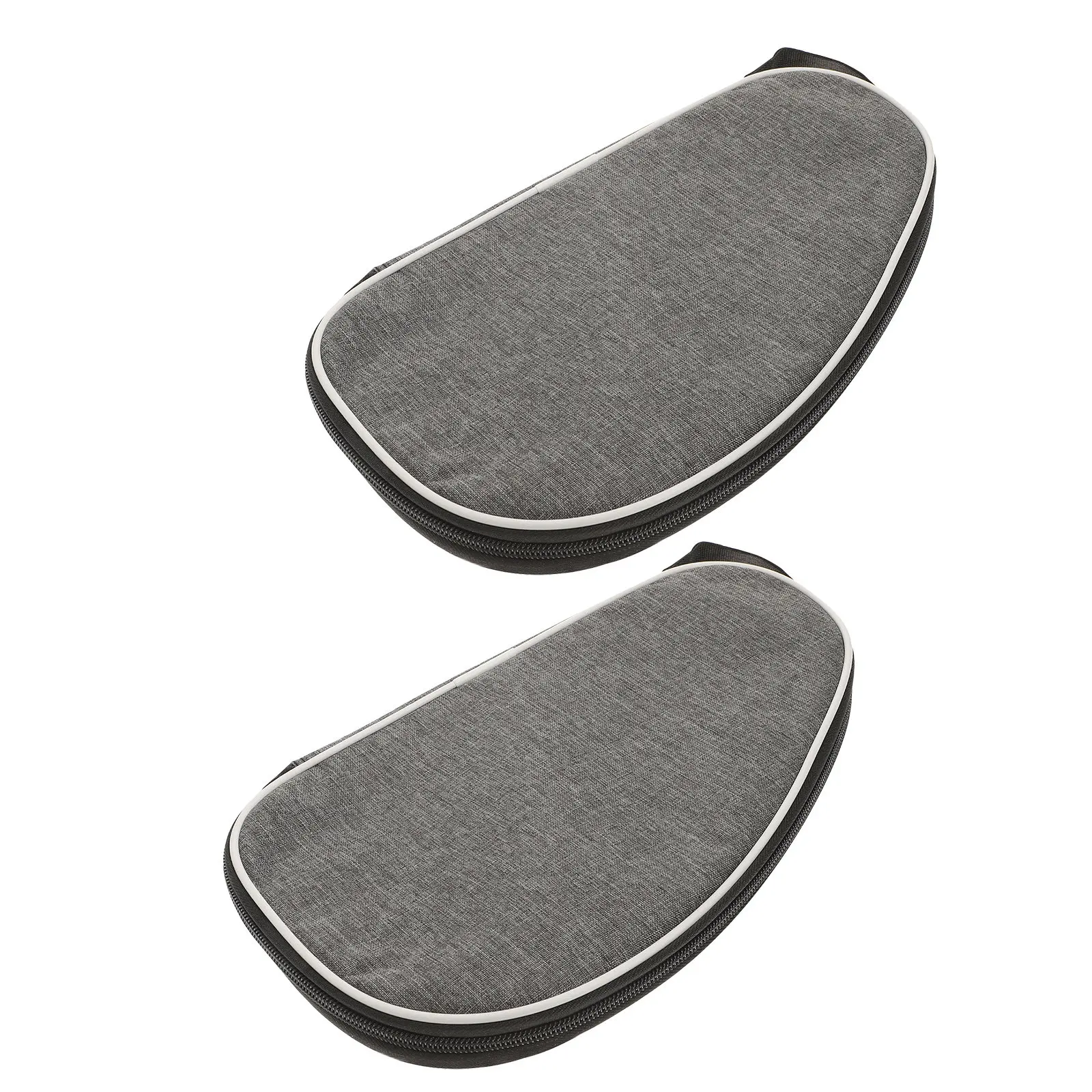 2pcs Table Tennis Racket Case Portable Grey Pingpong Paddle Storage Bag Waterproof Soft Lined For Sports Equipment Organizer