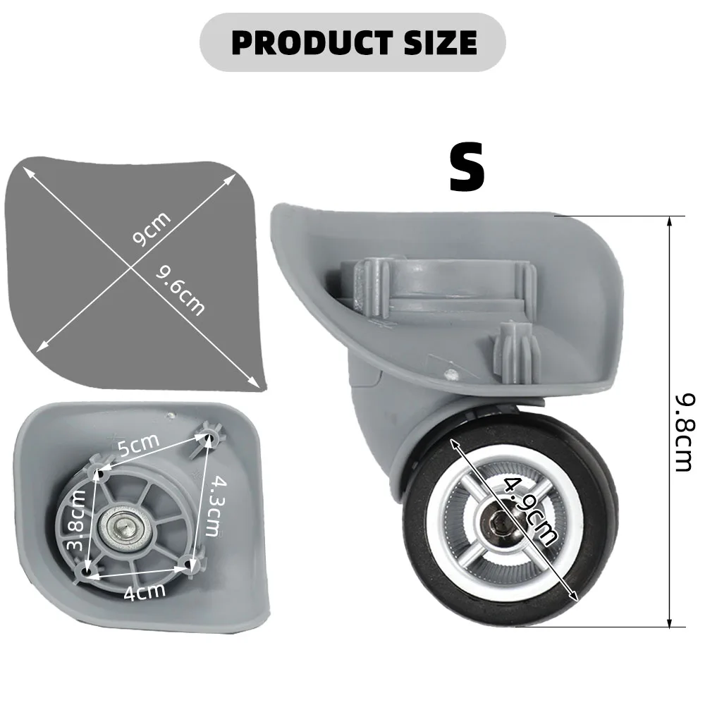 1 Pair Replacement Luggage Wheels for Suitcases Repair Hand Spinner Caster A08 Silent Rubber Wheels Trolley Parts for Suitcase