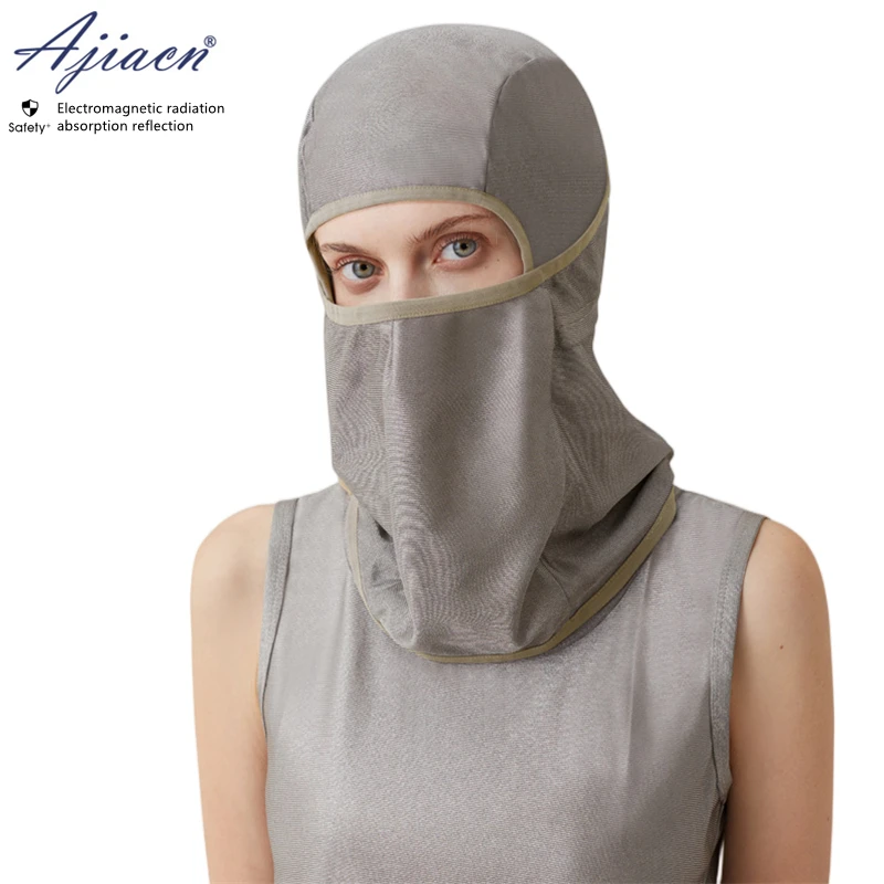 Electromagnetic radiation protective 100% Silver fiber knitted fabric head cover mobile phone, computer EMF shielding head hood