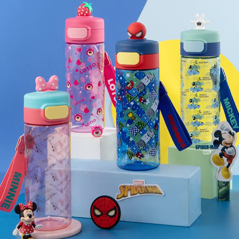 Miniso Disney Lotso 530ml Drinking Cup Kawaii Mickey Children Sport Water Bottle Cartoon Printing Minnie 3D Portable Tritan Cup