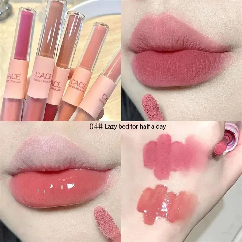 

1Pcs Durable Matte Velvet Lip Gloss Sexy Red Waterproof Lips Glaze Tint Liquid Double Head Lipstick Makeup Cosmetics