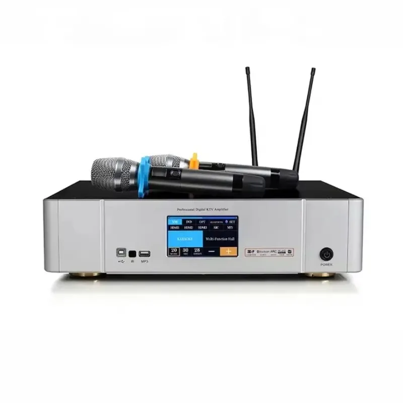 Professional Power Amplifier  With Audio Processor & Wireless Microphone for Home Church Party Sound System