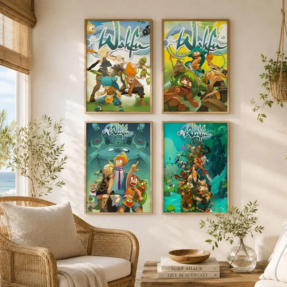 Pretty Video Game W-wakfu Painting Calligraphy High-Quality Canvas Wall Mural Crease-Free For Living Room Bedroom Interiors