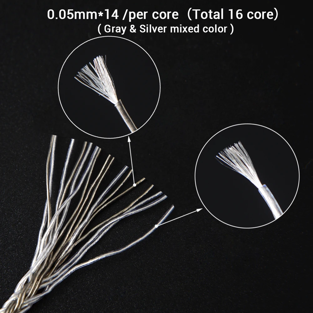 NICEHCK 16 Core C16-4 Silver Plated Conductor Earphone Cable 3.5/2.5/4.4mm Plug MMCX/2Pin/QDC Pin For Rockies NX8 Himalaya IEM image 6