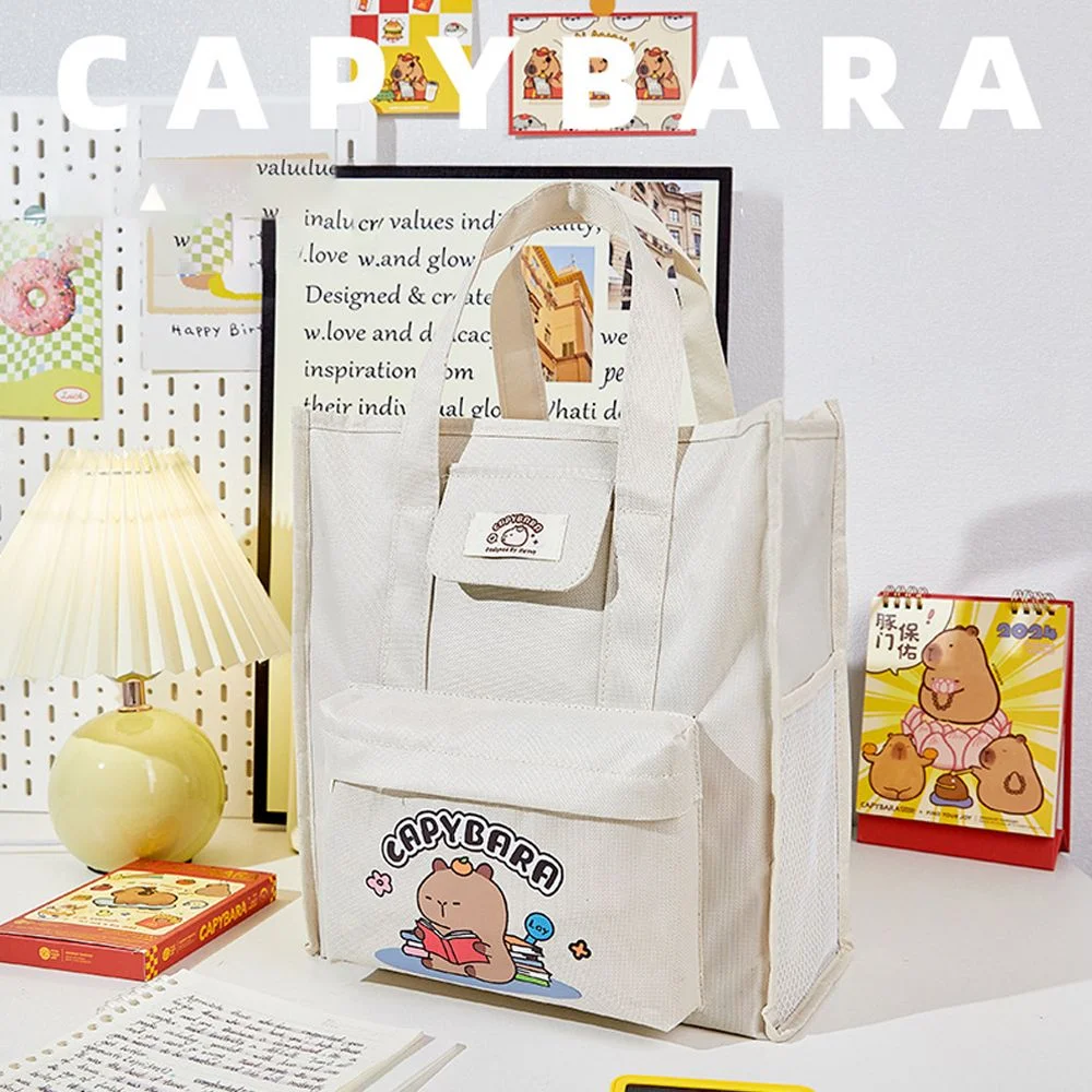 

Oxford Cloth Capybara Tote Bag Cartoon Large Capacity Student Tutorial Bag Multiple Pockets School Supplies