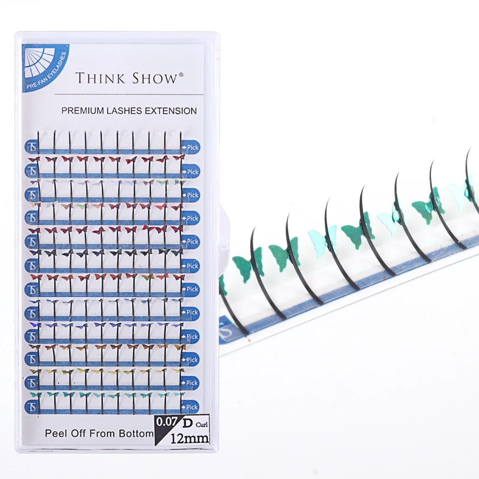 Extensions de cils professionnelles brillantes, mélange de 12 lignes, en forme de fleur de papillon, pour fête de beauté, maquillage, outils de cils décoratifs