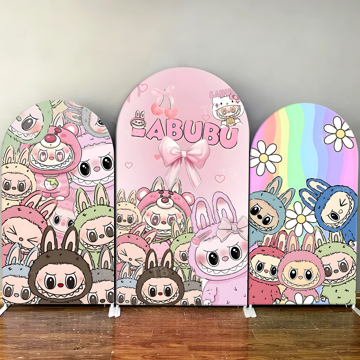 

TB Cartoon Monster Arch Backdrop Cover Kids Birthday Pink Baby Girl Shower Photography Background Party Decortion Spandex Fabric