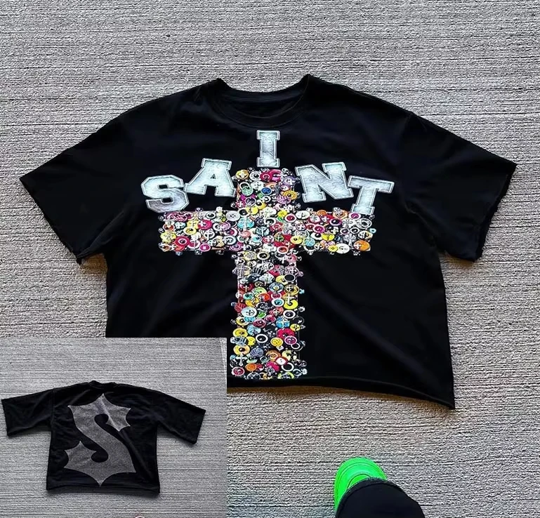 

Men Fashion Oversized T-Shirt 200g Men's New Short-sleeved Cotton Vacation Pattern Short-sleeved Round Neck Couple Style Street