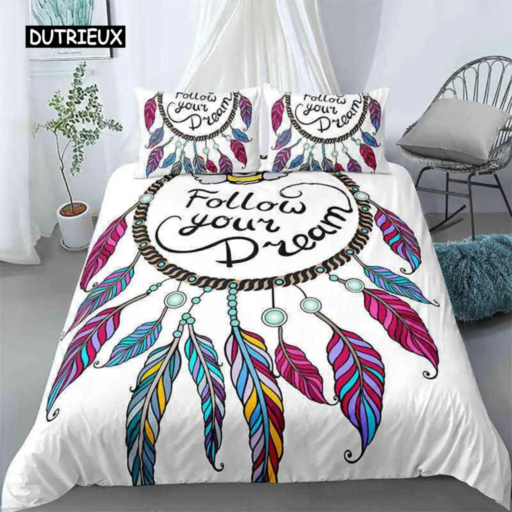 

Dreamcatcher Duvet Cover Set King Size Boho Dream Catcher Bedding Set Microfiber Bohemian Style Comforter Cover for Girls Women