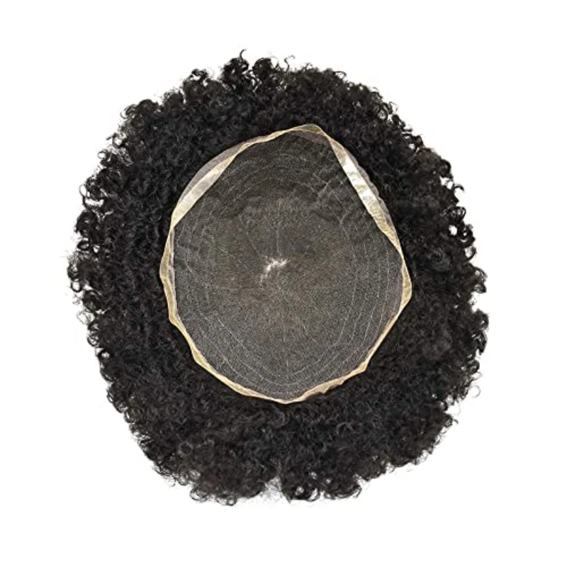 Mannen Full Lace Krullend Haar Pruik Ademende Mannelijke Capillaire Prothese Haar 15Mm Afro Krullend Kant Basis Toupetje Voor Mannen Haar Systeem