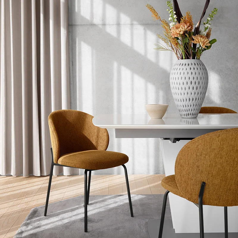 Modern Simple Stable Durable Faux Leather Dining Chair With Metal Legs For Home Furniture In Apartment Villa School