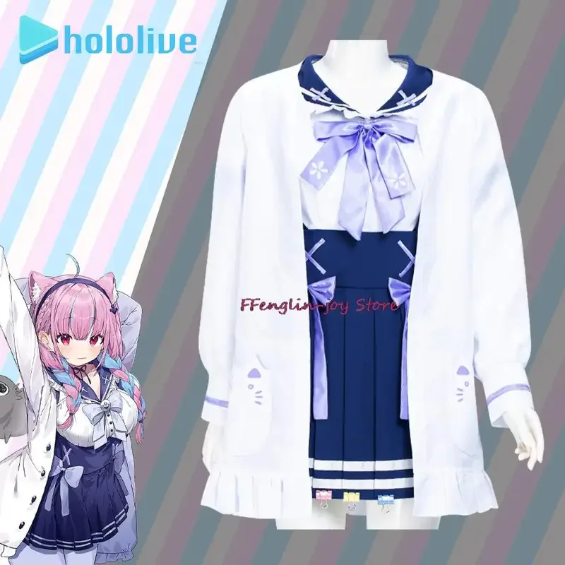 2025 yiyiMinato أكوا تأثيري حلي أنيمي VTuber Hololive رجل امرأة معطف بطانة تنورة هالوين لولي لوليتا بحار المدرسة Unifo
