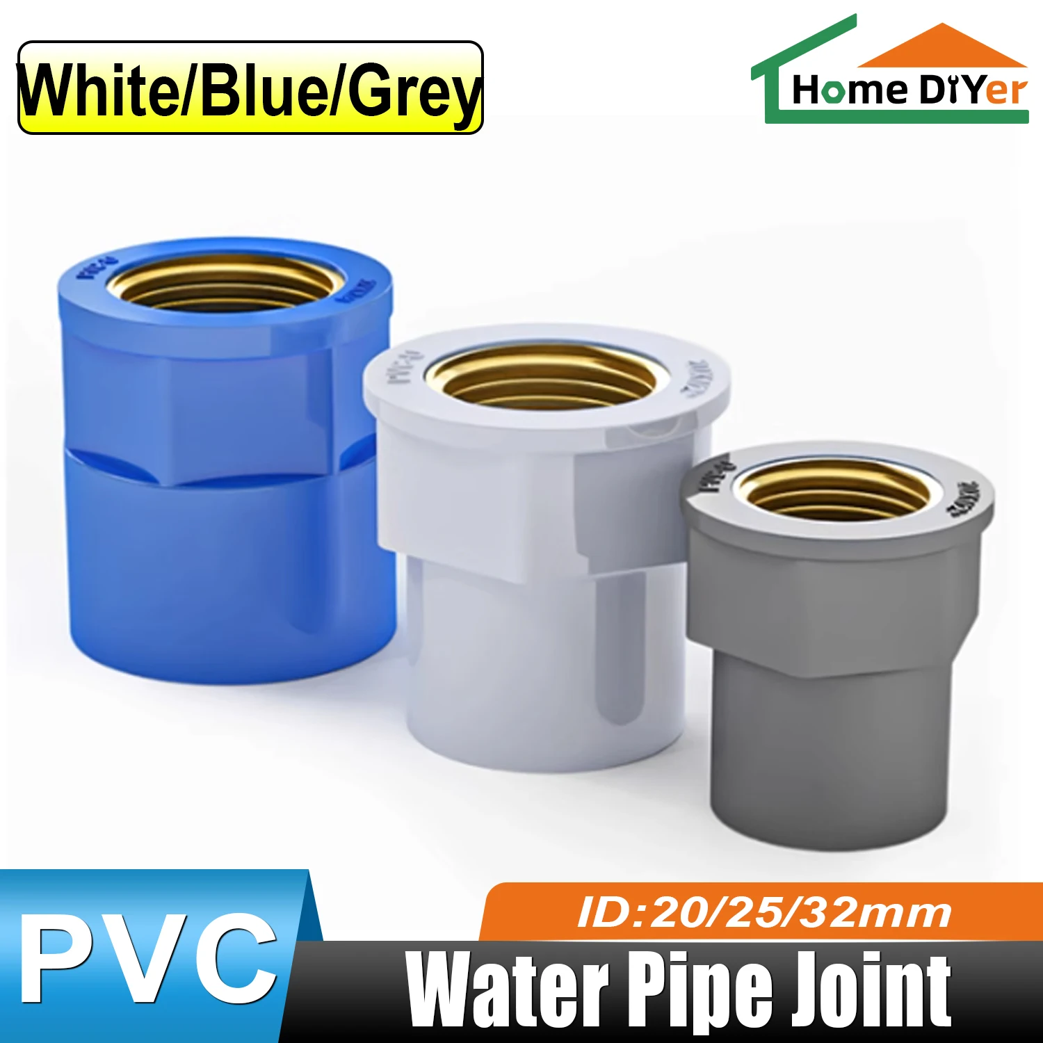 

1Pcs 20~32mm To 1/2~1 Inch PVC Copper Female Thread Pipe Socket Straight Garden Irrigation Water Supply Tube Joints